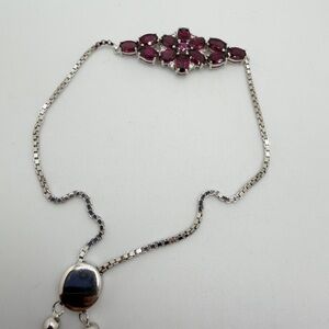 Adjustable Sterling Silver w/ Oval cut, faceted Rhodalite Garnet bracelet!